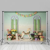 Aperturee - Aperturee Boho Sweet Floral Carrousel Fresh Wedding Backdrop